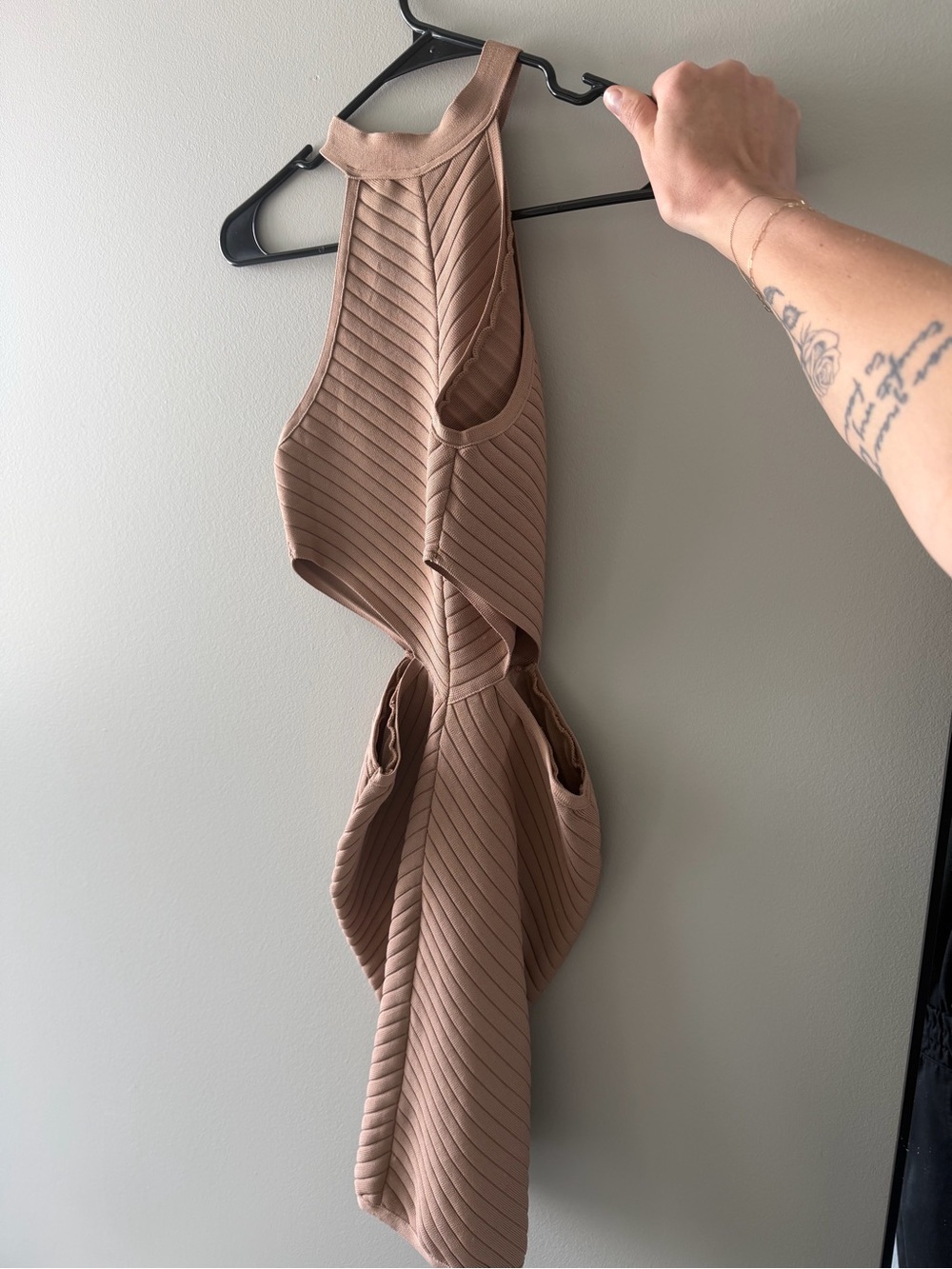 Meshki Taupe Cutout Mini Dress